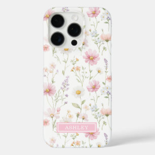 Coques iPhone 16 Pro Jardin de fleurs sauvages roses personnalisé