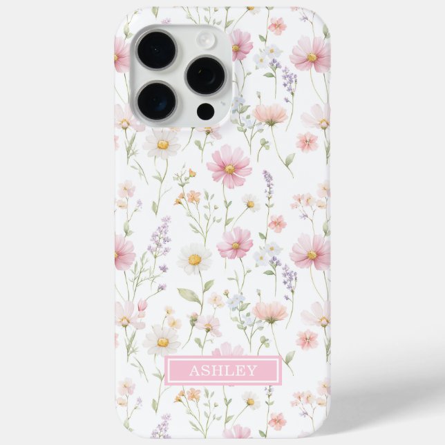 Coques Case-Mate iPhone Jardin de fleurs sauvages roses personnalisé (Verso)