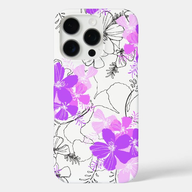 Coques Case-Mate iPhone Jardin de minuit Hibiscus hawaïen Violet floral (Verso)