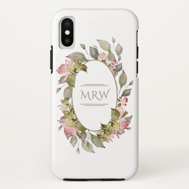 Coques Case-Mate iPhone Jardin de Monogramme Floral (Dos)