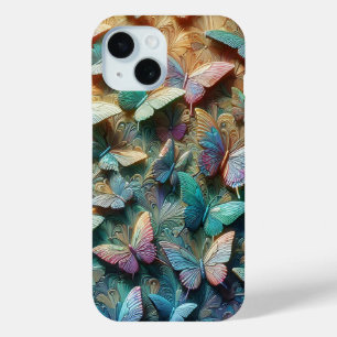 Coque Pour iPhone 15 Jardin de papillons iridescent