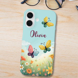 Coque Pour iPhone 16 Jardin de papillons pastel fantaisiste
