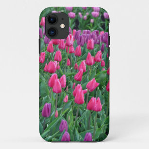 Coque Case-Mate Pour iPhone Jardin de printemps de tulipes roses et violettes
