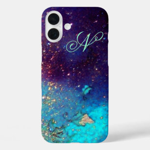 iPhone 16 Plus Case JARDIN DES OMBRES PERDUES - Turquase Bleue Monogra