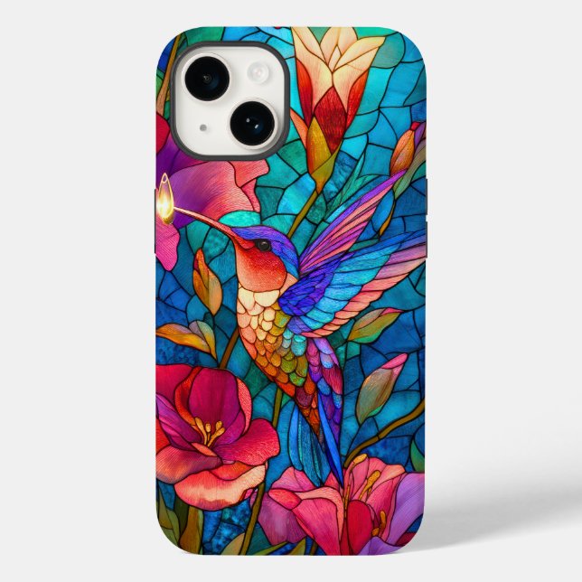 Coques Case-Mate iPhone Jardin Floral esthétique en verre de colibri (Verso)