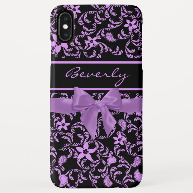 Coques Case-Mate iPhone Jardin Floral et Bow pourpre (Dos)