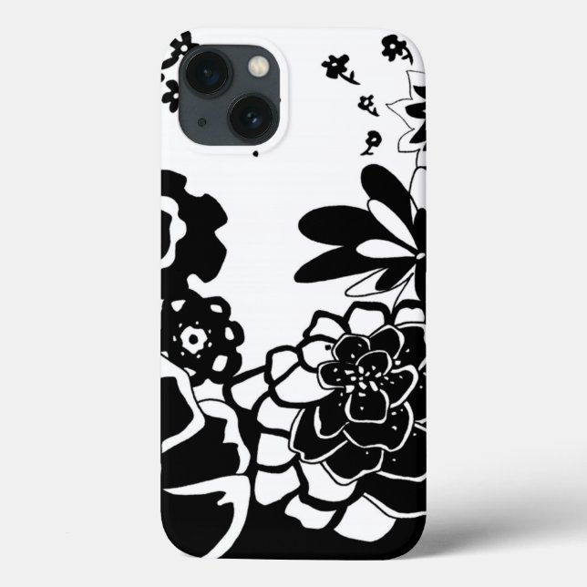 Coques Case-Mate iPhone Jardin floral noir et blanc Motif graphique (Verso)