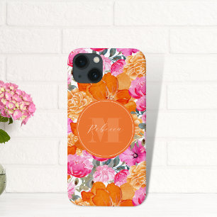 Case-Mate iPhone Case Jardin floral rose et orange vibre Nom personnalis