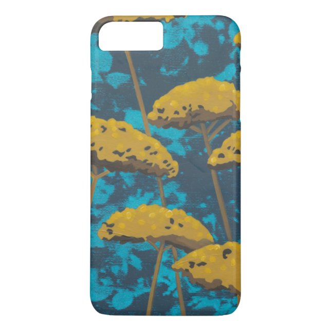Coques Case-Mate iPhone Jardin Golden Yarrow avec Arrière - plan bleu (Dos)