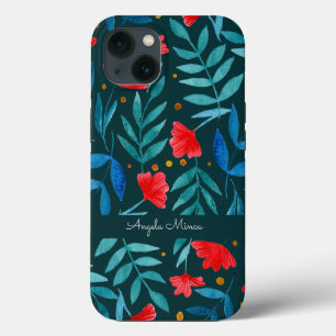 Case-Mate iPhone Case Jardin magique - turquoise foncé et rouge