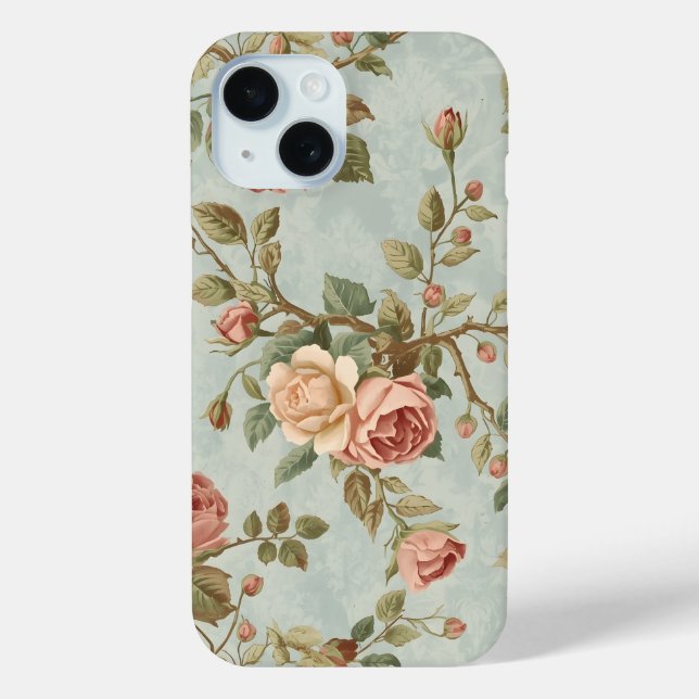 Coques Case-Mate iPhone Jardin Romantique de Roses Vintage (Verso)