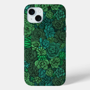 Coque iPhone 15 Mini Jardin succulent en vert
