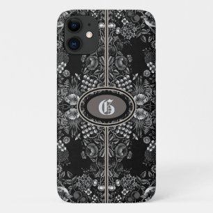 Case-Mate iPhone Case Jardin vintage Fleur Noir & Blanc Monogramme