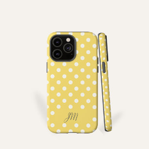 Coque Pour Pour iPhone 14 Pro Max Jaune Beurre à pois personnalisé avec Initiales