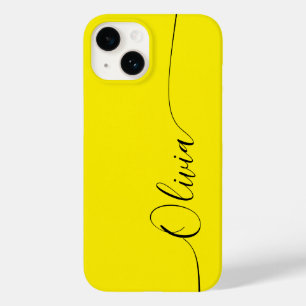 Coque Pour iPhone 14 Jaune Élégant Noms en écriture calligraphique