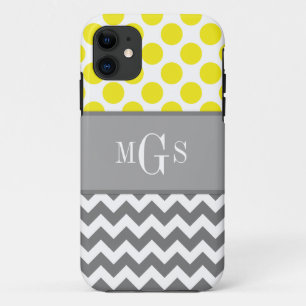 Coques Pour iPhone Jaune et gris, Chevron, cas de l'iphone 5 de pois