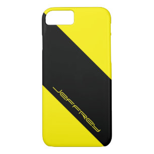 Coque Case-Mate Pour iPhone Jaune et noir, une bande, nom, minimaliste