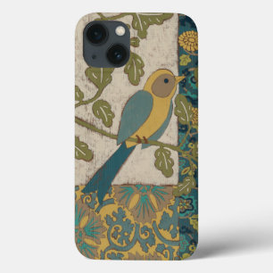 Etui iPhone Case-Mate Jaune et oiseau bleu turquoise étés perché sur