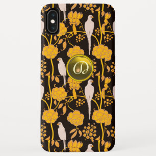Case-Mate iPhone CASE JAUNE FLORALE NOIRE, PARROTS MONOGRAMME EN PIERRE
