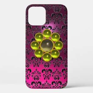 Case-Mate iPhone Case JAUNE GRISE EN PIERRE MON rose Fuchsia noir Damask