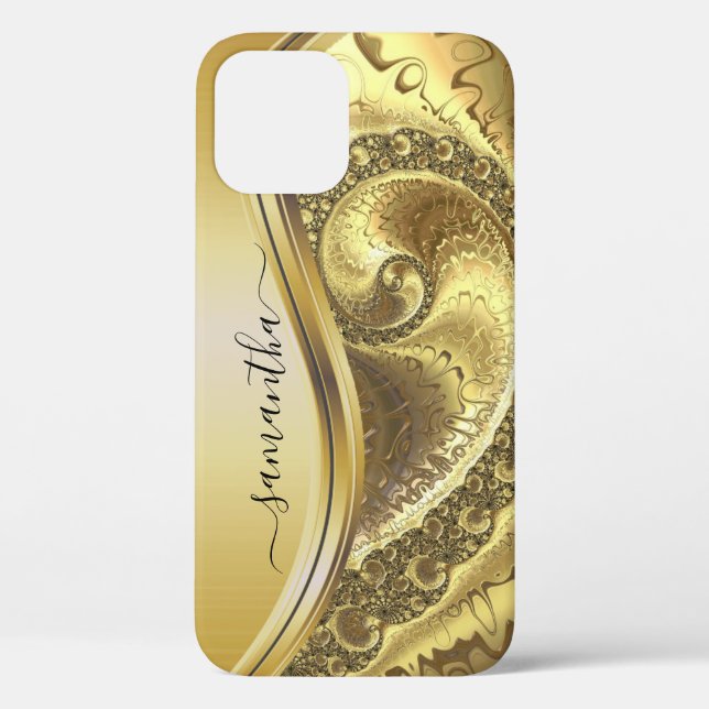 Coques Case-Mate iPhone Jaune Or Gras Métallo manuscrit (Verso)