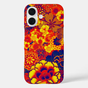 Coque Pour iPhone 16 JAUNE ORANGE FLEURS Peony, Floral japonais Rose