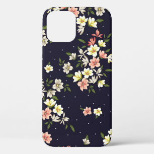 Case-Mate iPhone Case jaune rose et marron petites fleurs avec lea vert
