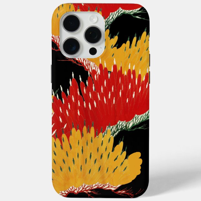 COQUES Case-Mate iPhone JAUNE ROUGE JAUNE ABSTRAIT JAPONAIS FLORAL (Verso)