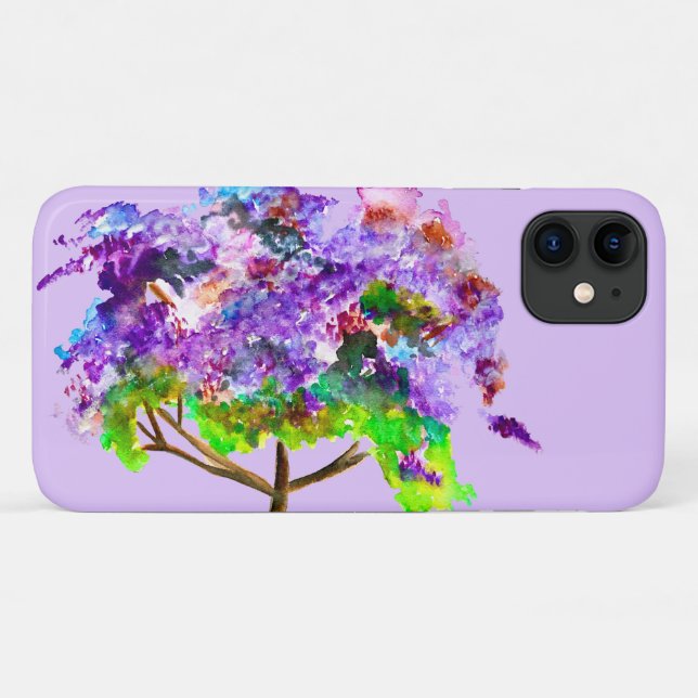 Coques Case-Mate iPhone Jaune violette arbre aquarelle art (Dos (Horizontal))