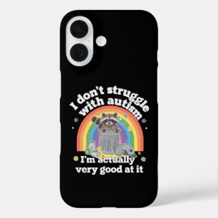 Coque Pour iPhone 16 Je ne lutte pas avec l'autisme Autiste Drôle de Ra