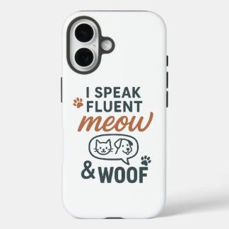 Coque Pour iPhone 16 Je parle couramment Miaou & Woof