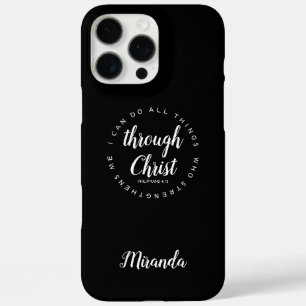 Coques iPhone 16 Pro Max Je Peux Faire Toutes Les Choses Bible Verse Noir &