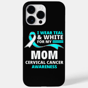 Coque Pour Pour iPhone 14 Pro Max Je Porte Le Sarcelle Et Blanc Ma Mère Cancer Du Co