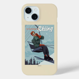 Coque Pour iPhone 15 Je préfère skier Imprimer