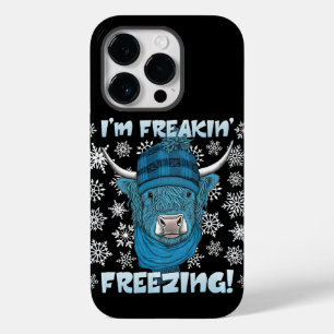 Coque Pour iPhone 14 Pro Je suis Freakin' Freezing Highland Cow Pullover
