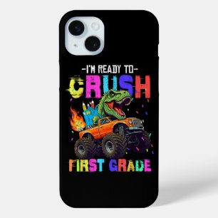 Coque iPhone 15 Mini Je suis prêt à écraser le camion de dinosaures de 