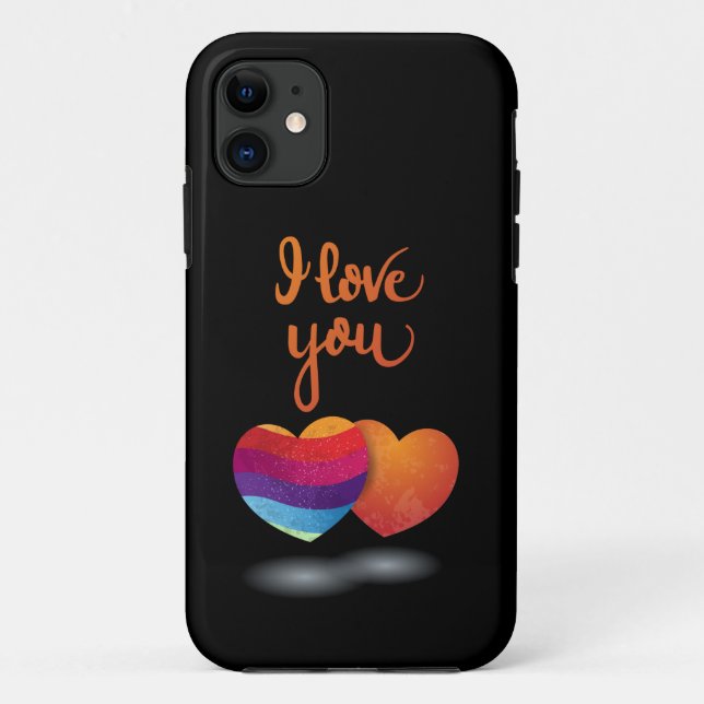 Coques Case-Mate iPhone Je t'aime avec un couple de coeurs (Dos)