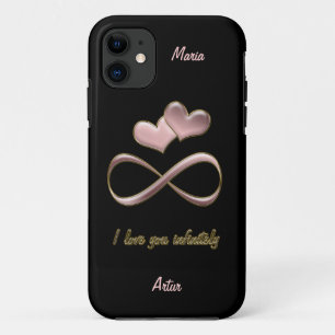 Etui iPhone Case-Mate Je t'aime caisse noire rose infiniment élégante