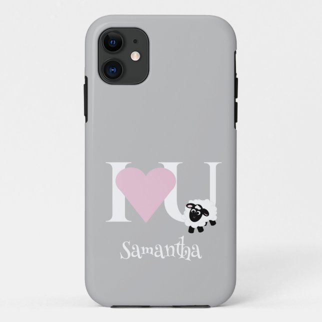 Coques Case-Mate iPhone Je t'aime Mignonne Cartoon mouton gris (Dos)