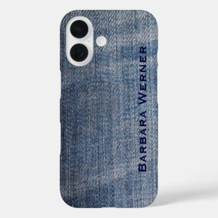 Coque Pour iPhone 16 jean bleu personnalisé