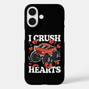 Coque Pour iPhone 16 J'écrase les coeurs Saint-Valentin Monster Truck