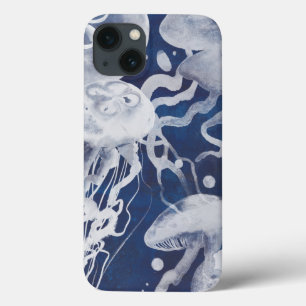 Coques Pour iPhone Jellyfish on Navy Background