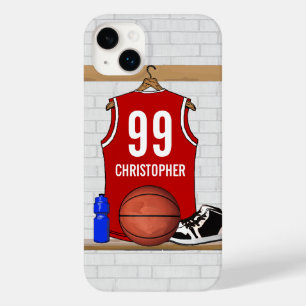 Coques Pour iPhone Jersey de basket-ball rouge et blanc personnalisé