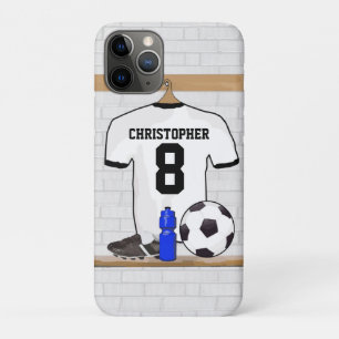 Coques Pour iPhone Jersey de football noir blanc personnalisé