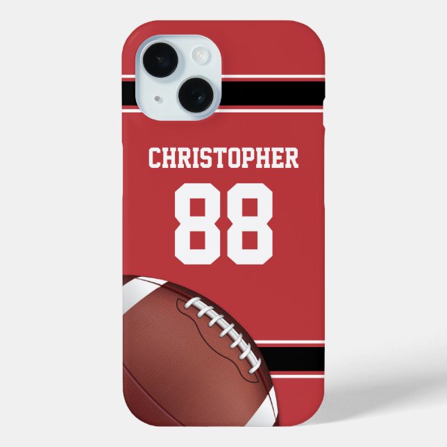 Coques Case-Mate iPhone Jersey de football rouge noir et blanc (Verso)