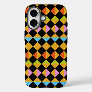 Coque Pour iPhone 16 Jester Joker Motley Diamonds Carrés géométriques