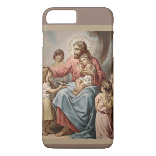 Coque iPhone 7 Plus Jésus avec les enfants garçons filles