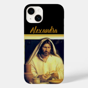 Coque Pour iPhone 14 Jésus brisant le pain Matthieu 14-13 Bande d'or