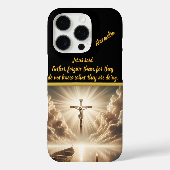 Coques Case-Mate iPhone Jésus Crucifié Au-Dessus Des Eaux Bleues Réfléchis (Verso)