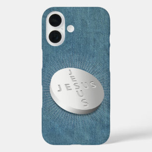 Coque Pour iPhone 16 Jesus Cures Pill Christian Religion Foi Denim